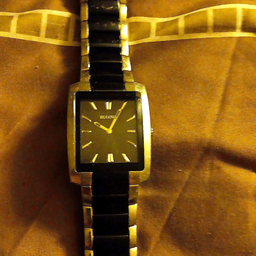 Bulova Mens Watch Black silver